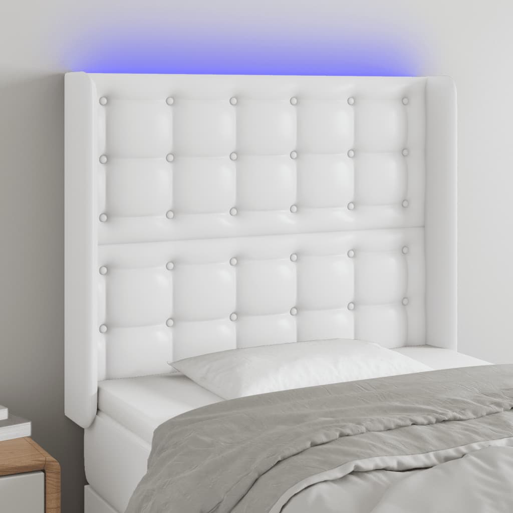Hoofdbord LED 83x16x118/128 cm kunstleer wit is nu te koop bij PeponiXL, paradijselijk wonen!