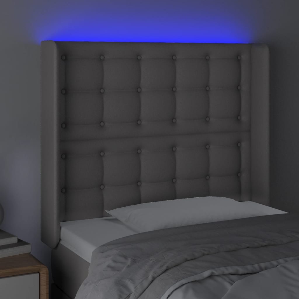 Hoofdbord LED 83x16x118/128 cm kunstleer grijs is nu te koop bij PeponiXL, paradijselijk wonen!