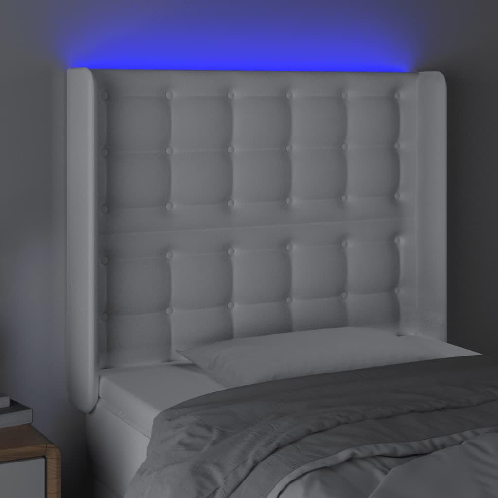 Hoofdbord LED 93x16x118/128 cm kunstleer wit is nu te koop bij PeponiXL, paradijselijk wonen!