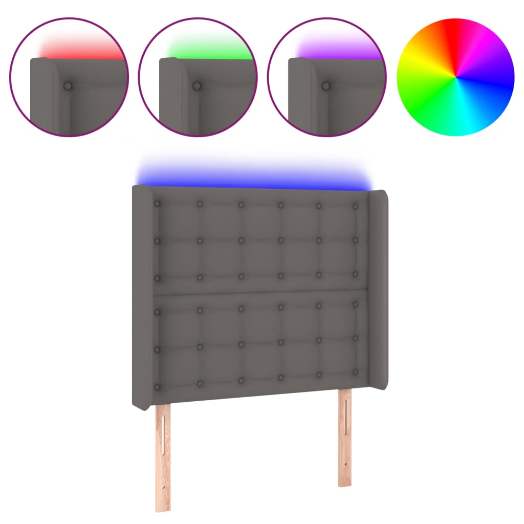 Hoofdbord LED 93x16x118/128 cm kunstleer grijs is nu te koop bij PeponiXL, paradijselijk wonen!