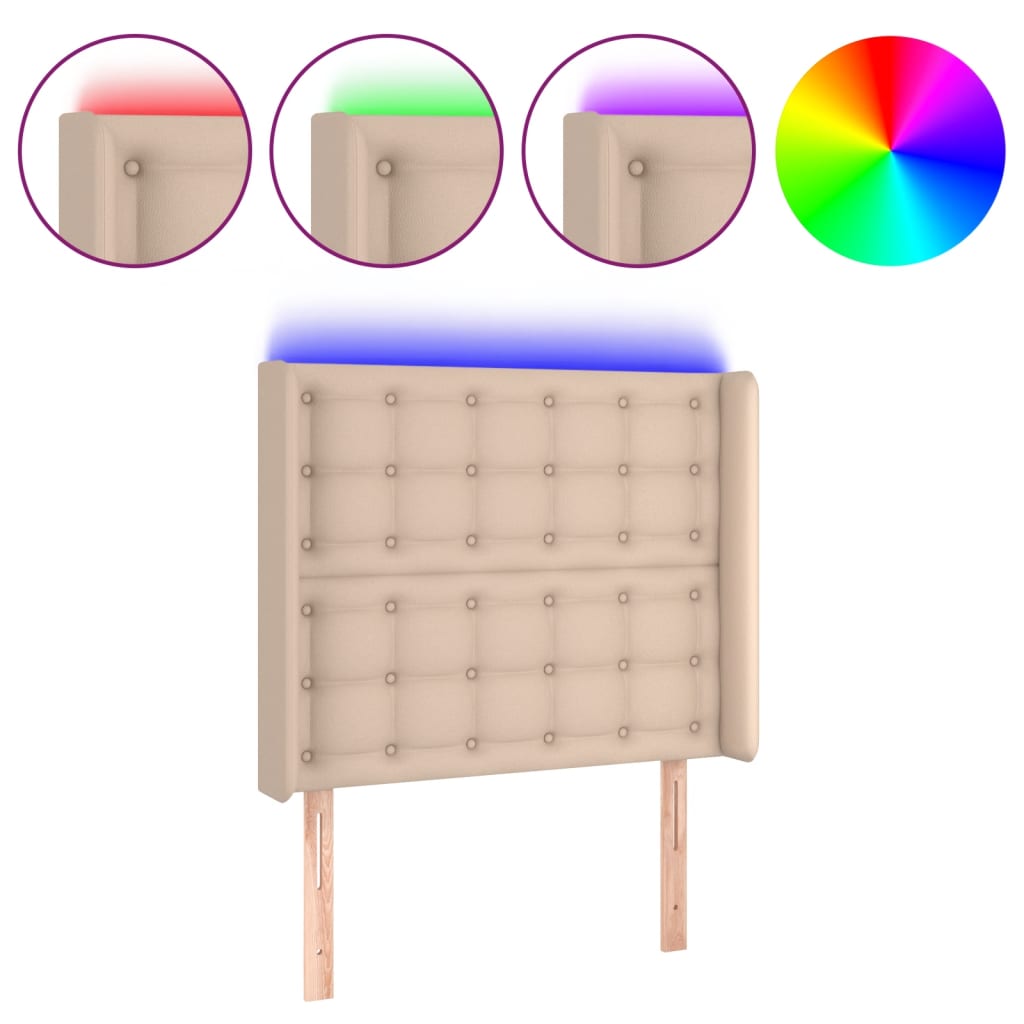Hoofdbord LED 93x16x118/128 cm kunstleer cappuccinokleurig is nu te koop bij PeponiXL, paradijselijk wonen!
