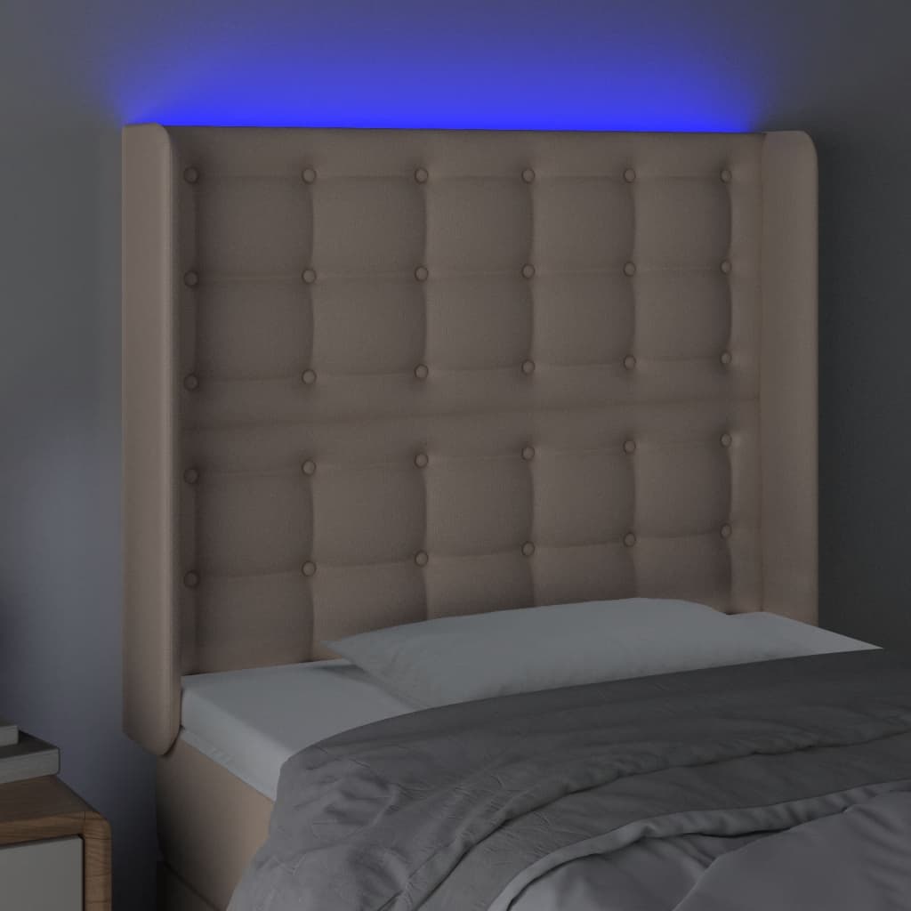 Hoofdbord LED 93x16x118/128 cm kunstleer cappuccinokleurig is nu te koop bij PeponiXL, paradijselijk wonen!
