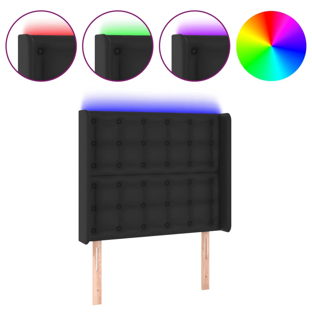 Hoofdbord LED 103x16x118/128 cm kunstleer zwart is nu te koop bij PeponiXL, paradijselijk wonen!