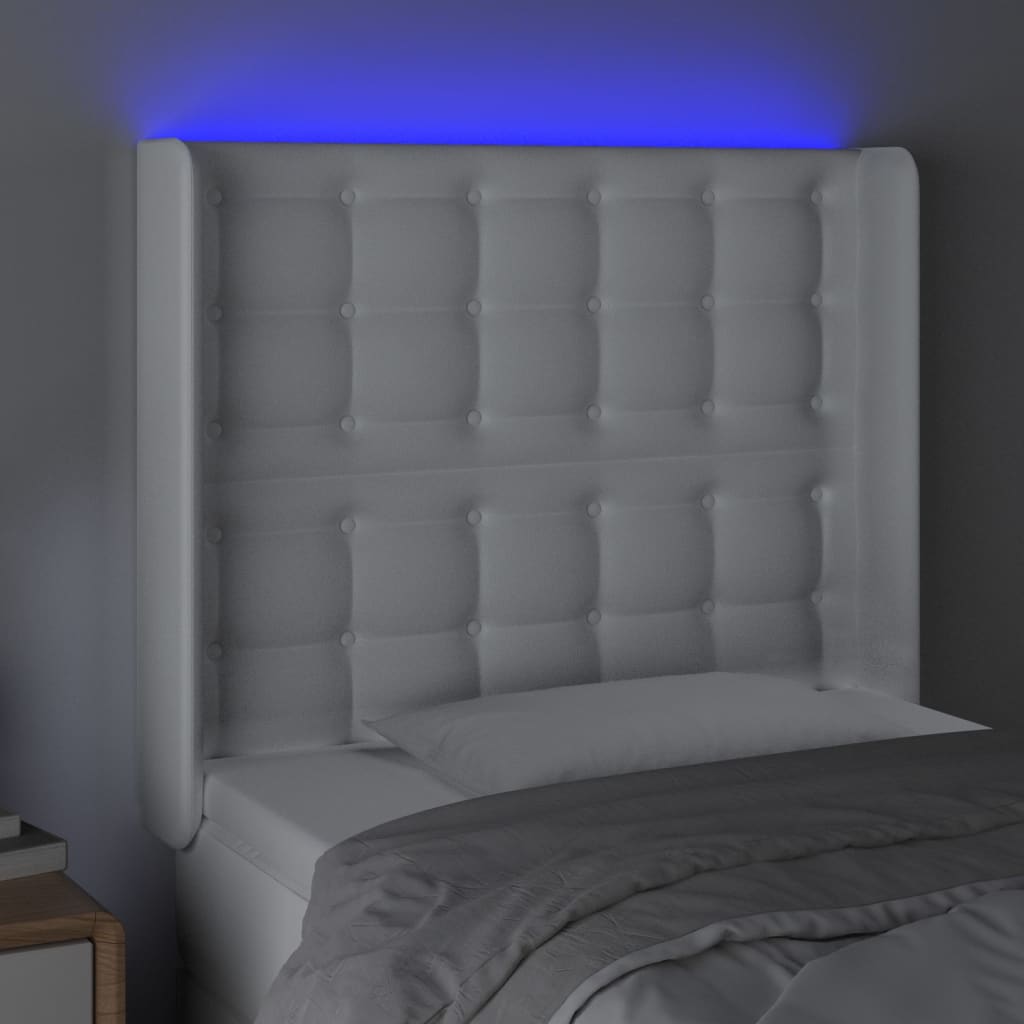 Hoofdbord LED 103x16x118/128 cm kunstleer wit is nu te koop bij PeponiXL, paradijselijk wonen!