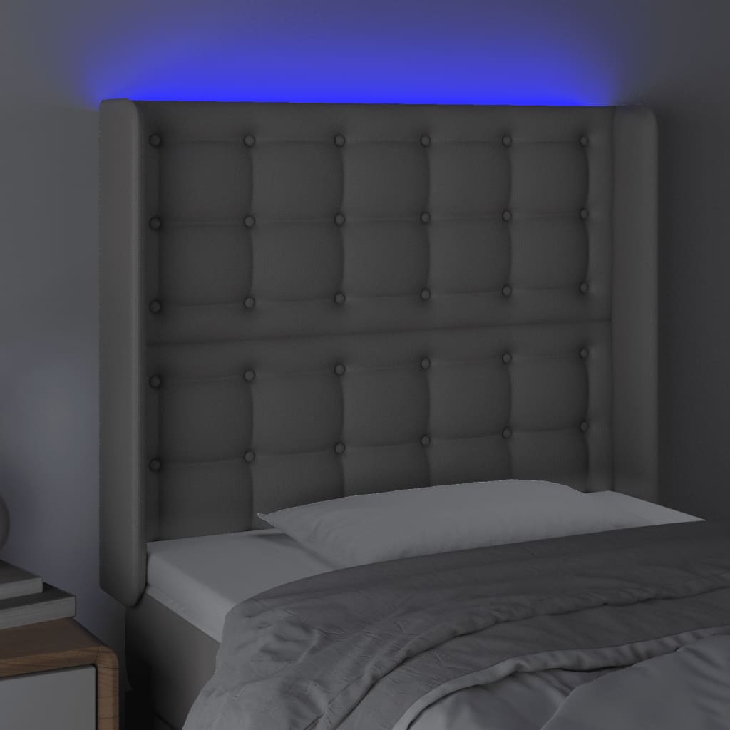Hoofdbord LED 103x16x118/128 cm kunstleer grijs is nu te koop bij PeponiXL, paradijselijk wonen!