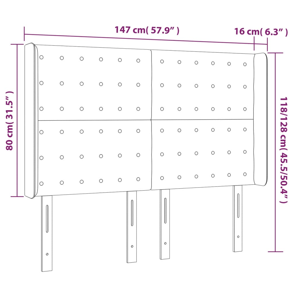 Hoofdbord LED 147x16x118/128 cm kunstleer wit is nu te koop bij PeponiXL, paradijselijk wonen!