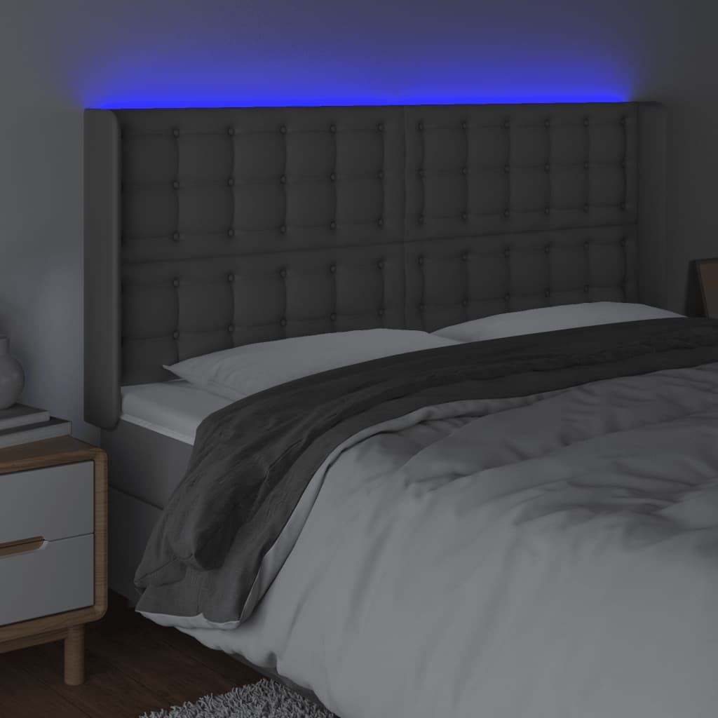 Hoofdbord LED 147x16x118/128 cm kunstleer grijs is nu te koop bij PeponiXL, paradijselijk wonen!