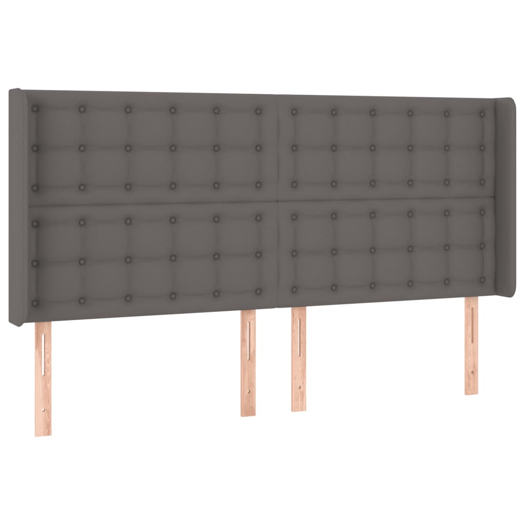 Hoofdbord LED 163x16x118/128 cm kunstleer grijs is nu te koop bij PeponiXL, paradijselijk wonen!