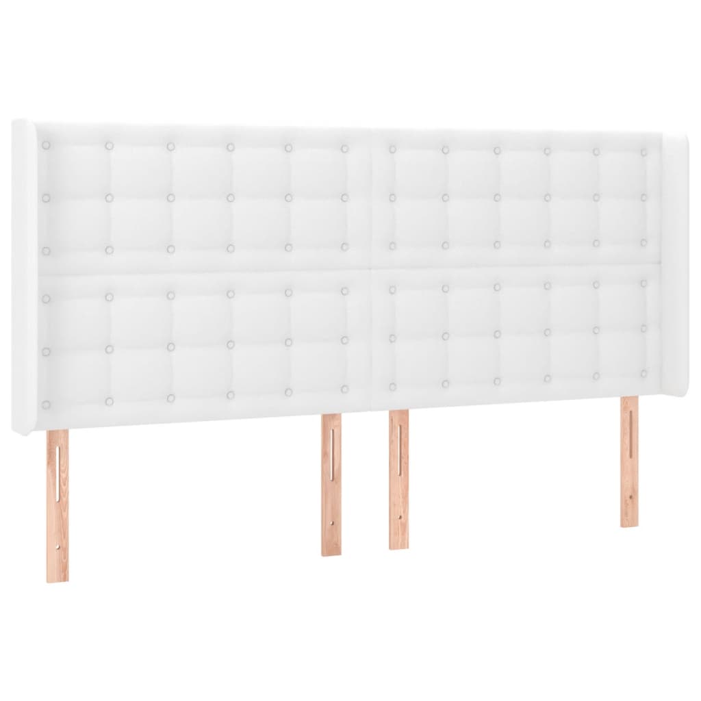 Hoofdbord LED 203x16x118/128 cm kunstleer wit is nu te koop bij PeponiXL, paradijselijk wonen!