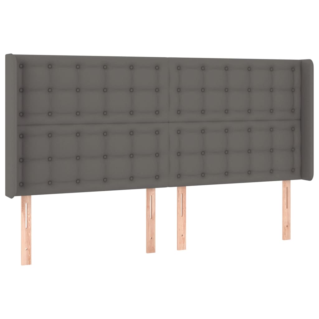 Hoofdbord LED 203x16x118/128 cm kunstleer grijs is nu te koop bij PeponiXL, paradijselijk wonen!