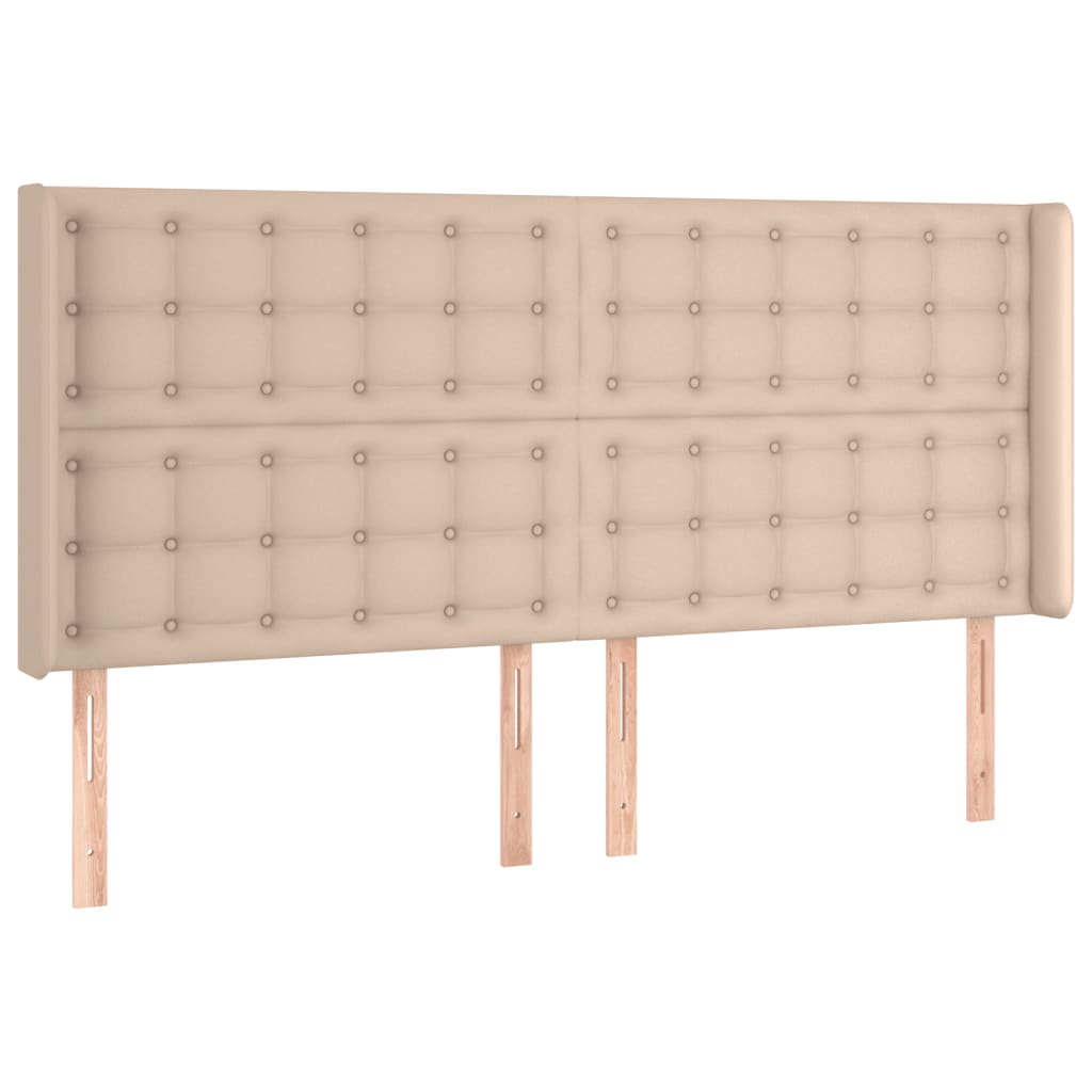 Hoofdbord LED 203x16x118/128 cm kunstleer cappuccinokleurig is nu te koop bij PeponiXL, paradijselijk wonen!