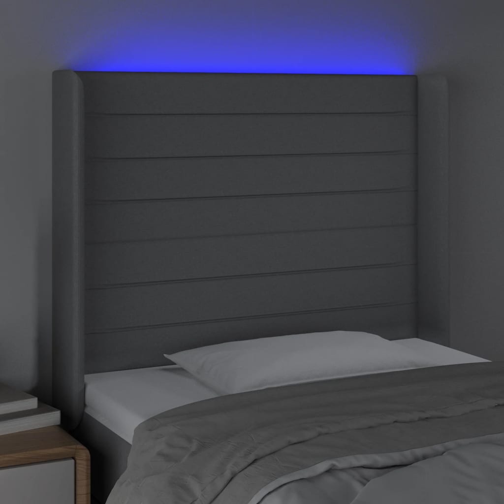 Hoofdbord LED 83x16x118/128 cm stof lichtgrijs is nu te koop bij PeponiXL, paradijselijk wonen!