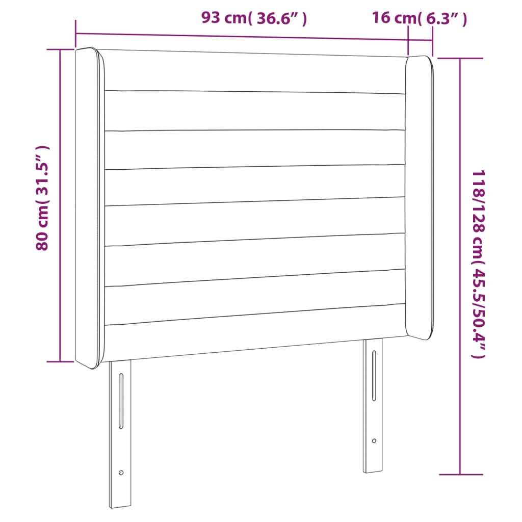 Hoofdbord LED 93x16x118/128 cm stof crèmekleurig is nu te koop bij PeponiXL, paradijselijk wonen!
