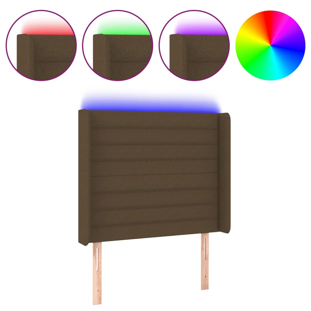 Hoofdbord LED 103x16x118/128 cm stof donkerbruin is nu te koop bij PeponiXL, paradijselijk wonen!