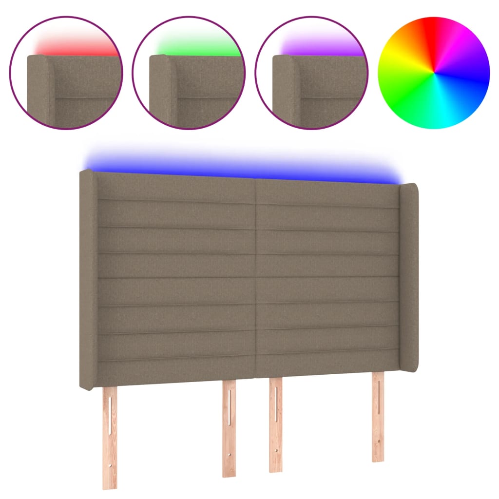 Hoofdbord LED 147x16x118/128 cm stof taupe is nu te koop bij PeponiXL, paradijselijk wonen!