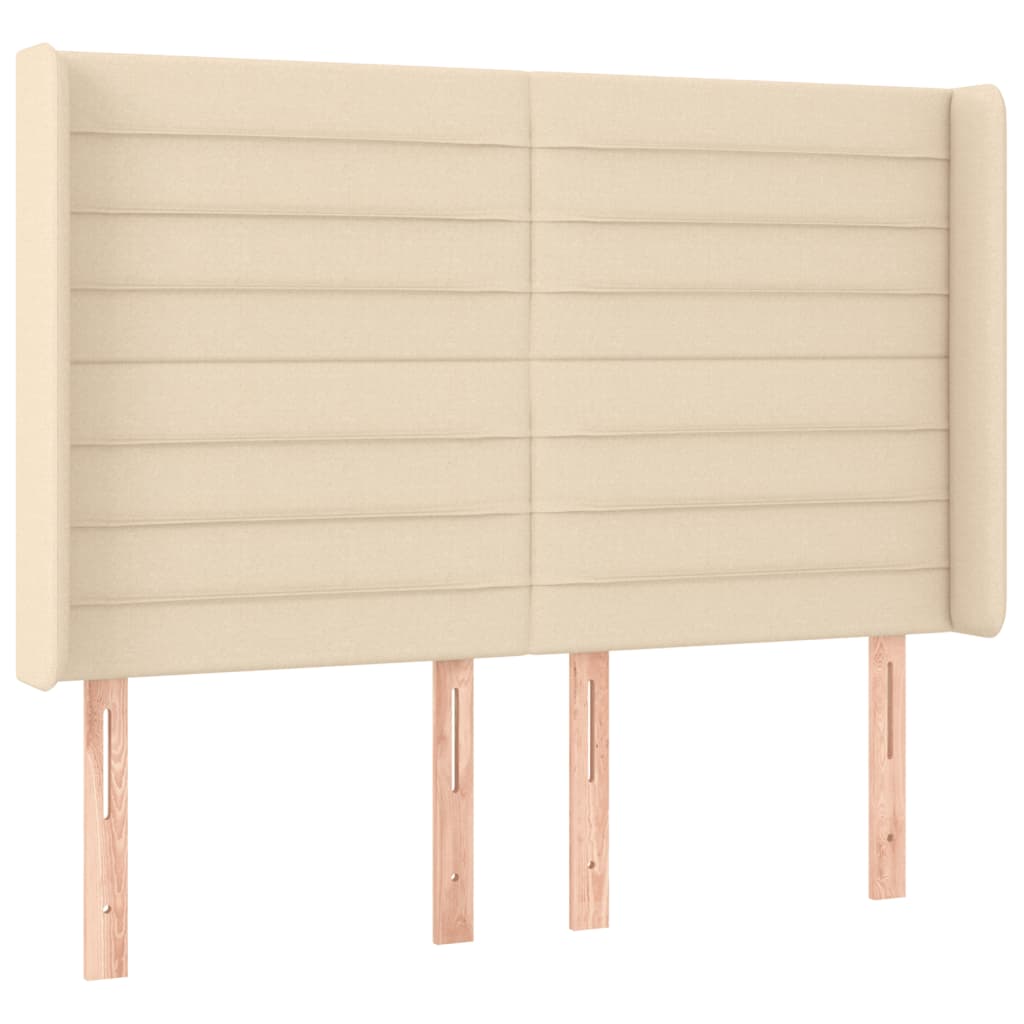 Hoofdbord LED 147x16x118/128 cm stof crèmekleurig is nu te koop bij PeponiXL, paradijselijk wonen!