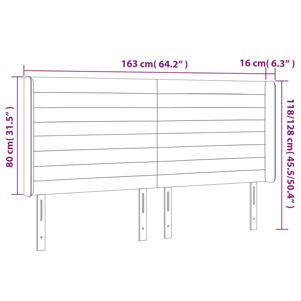 Hoofdbord LED 163x16x118/128 cm stof lichtgrijs is nu te koop bij PeponiXL, paradijselijk wonen!