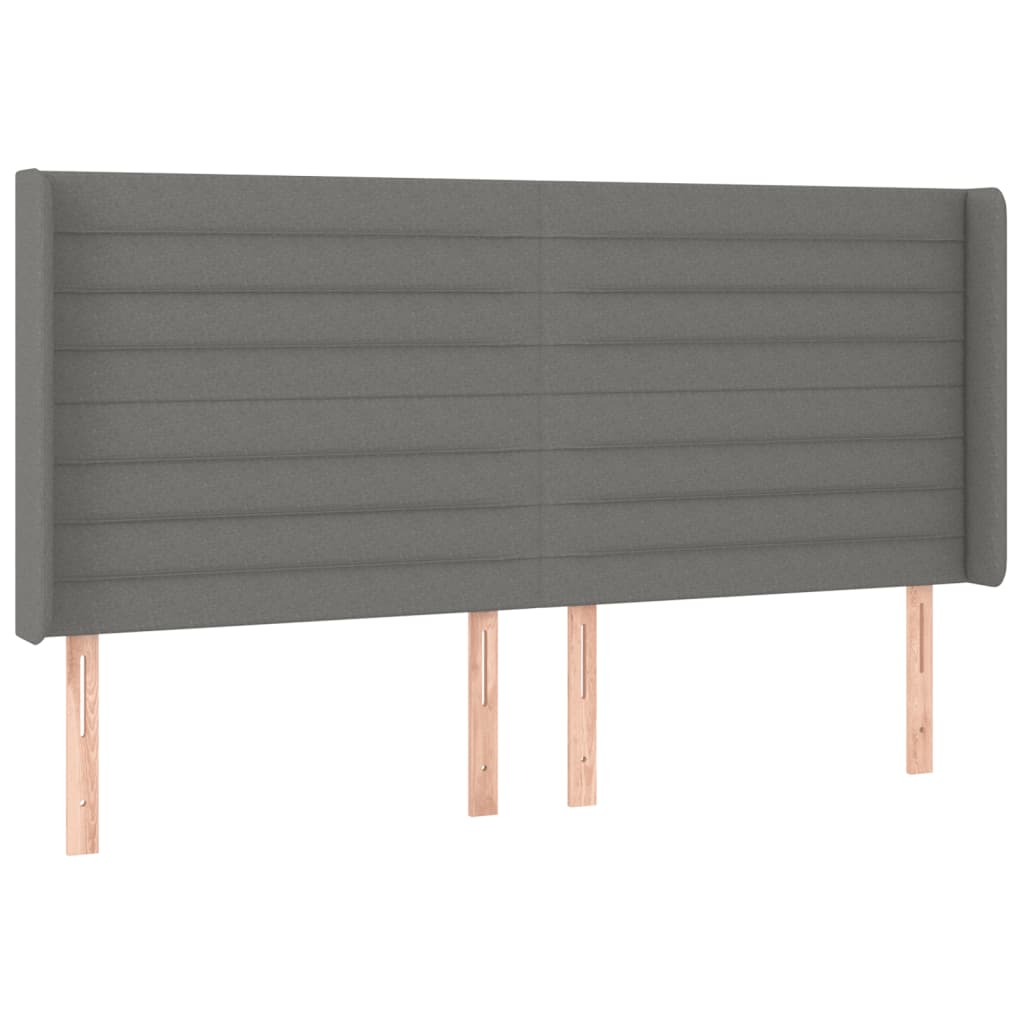 Hoofdbord LED 163x16x118/128 cm stof donkergrijs is nu te koop bij PeponiXL, paradijselijk wonen!