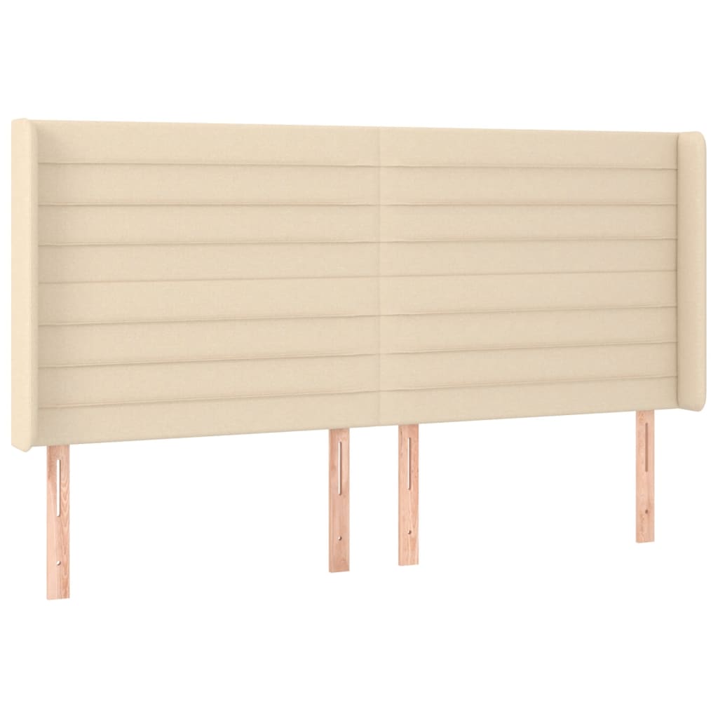Hoofdbord LED 163x16x118/128 cm stof crèmekleurig is nu te koop bij PeponiXL, paradijselijk wonen!
