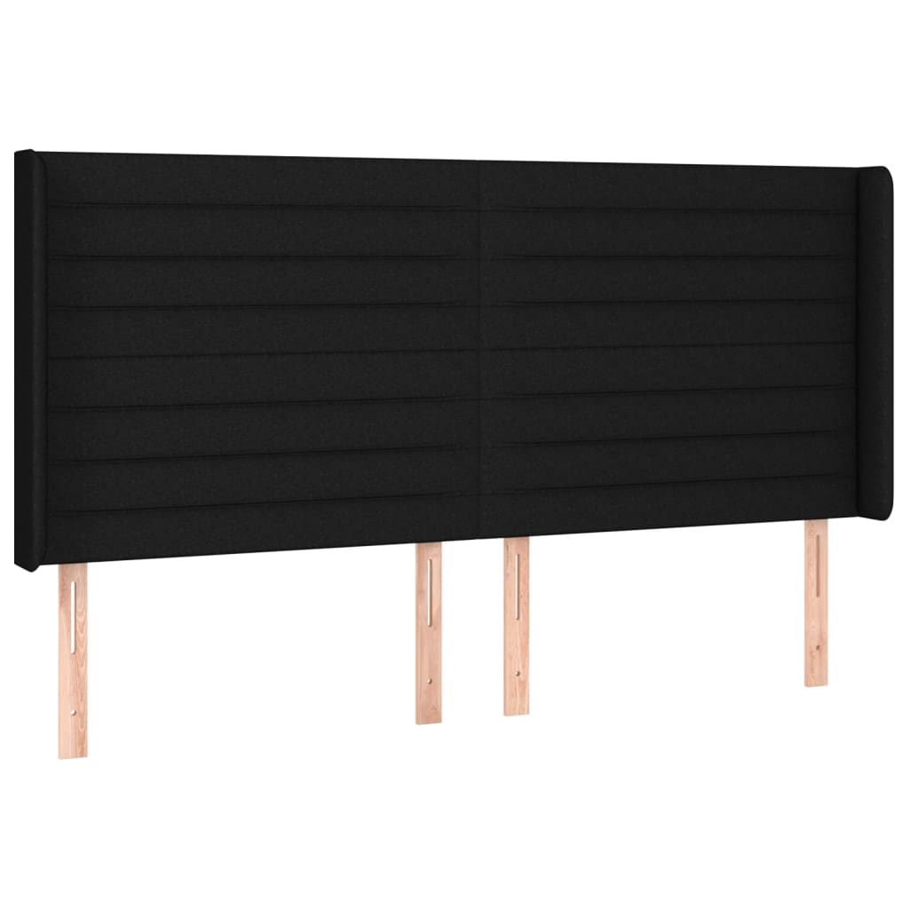 Hoofdbord LED 183x16x118/128 cm stof zwart is nu te koop bij PeponiXL, paradijselijk wonen!