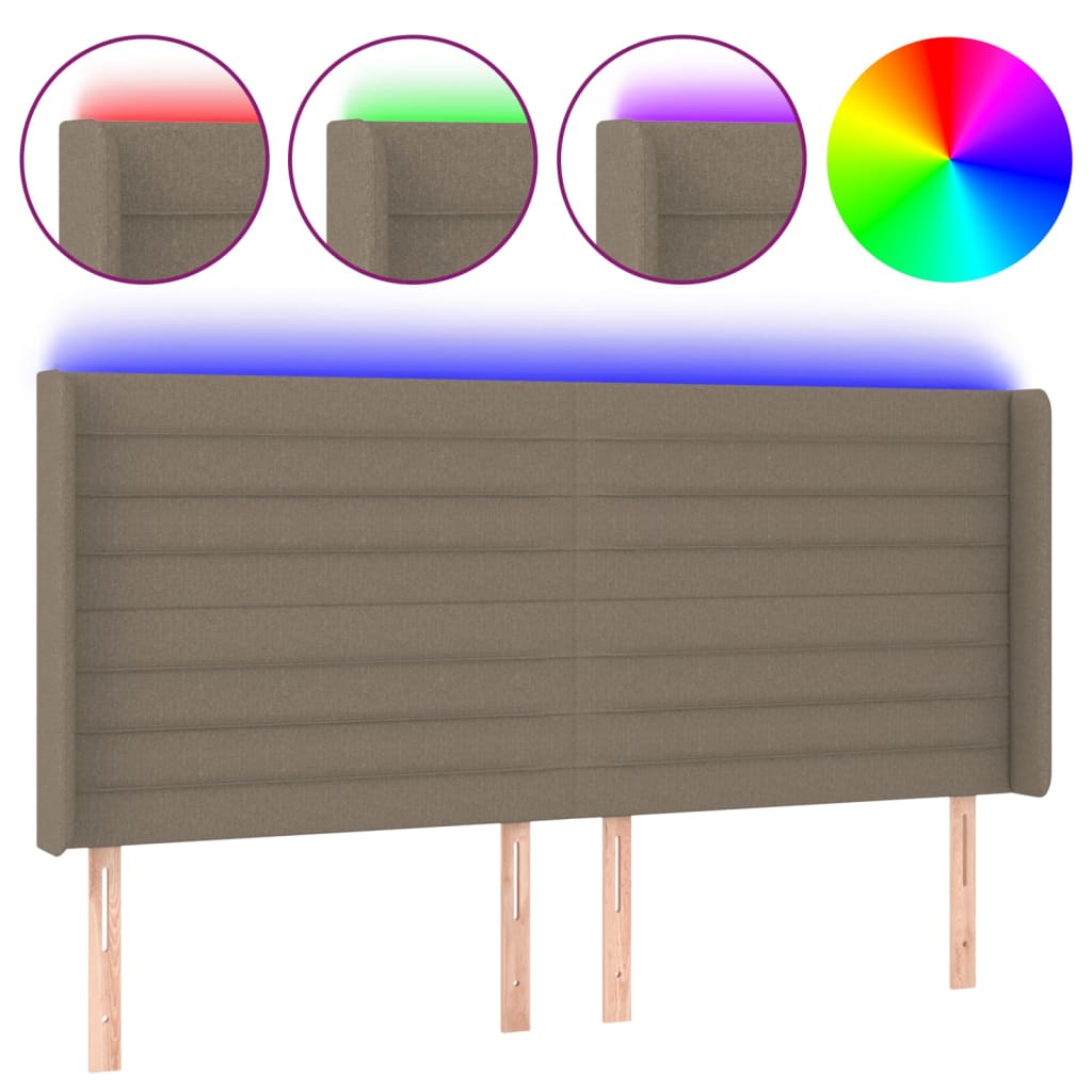 Hoofdbord LED 183x16x118/128 cm stof taupe is nu te koop bij PeponiXL, paradijselijk wonen!