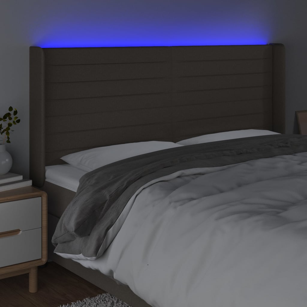 Hoofdbord LED 183x16x118/128 cm stof taupe is nu te koop bij PeponiXL, paradijselijk wonen!
