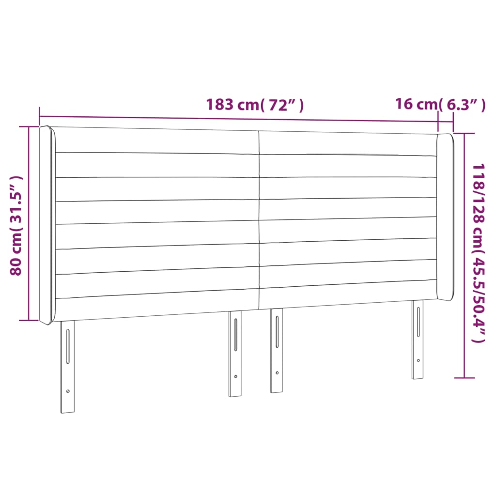 Hoofdbord LED 183x16x118/128 cm stof taupe is nu te koop bij PeponiXL, paradijselijk wonen!