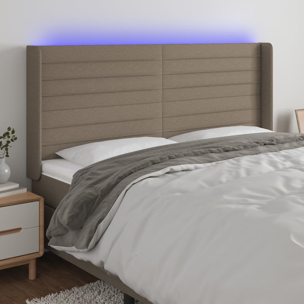 Hoofdbord LED 183x16x118/128 cm stof taupe is nu te koop bij PeponiXL, paradijselijk wonen!