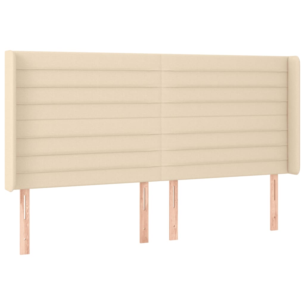 Hoofdbord LED 203x16x118/128 cm stof crèmekleurig is nu te koop bij PeponiXL, paradijselijk wonen!
