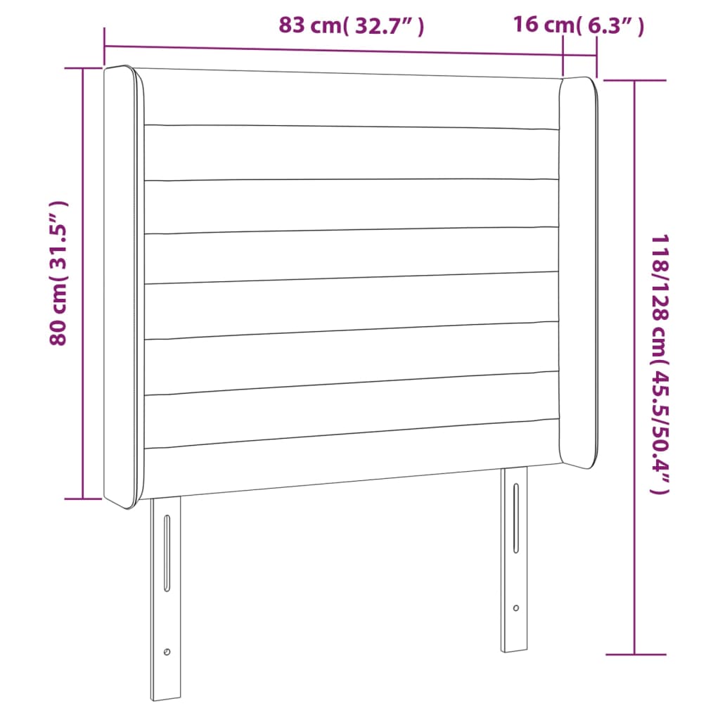 Hoofdbord LED 83x16x118/128 cm fluweel donkergrijs is nu te koop bij PeponiXL, paradijselijk wonen!