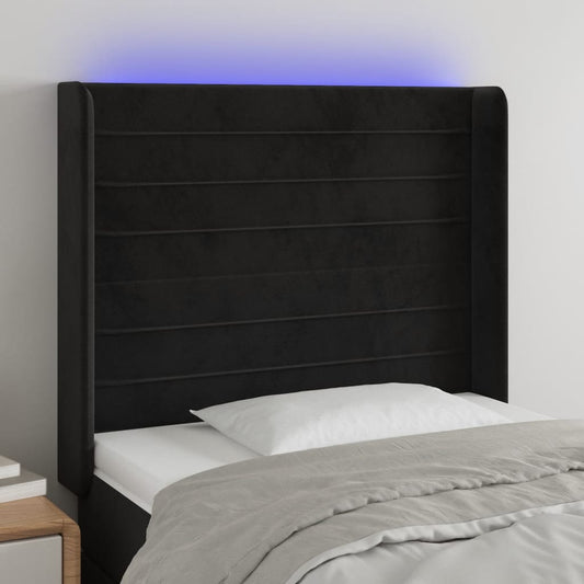 Hoofdbord LED 83x16x118/128 cm fluweel zwart is nu te koop bij PeponiXL, paradijselijk wonen!