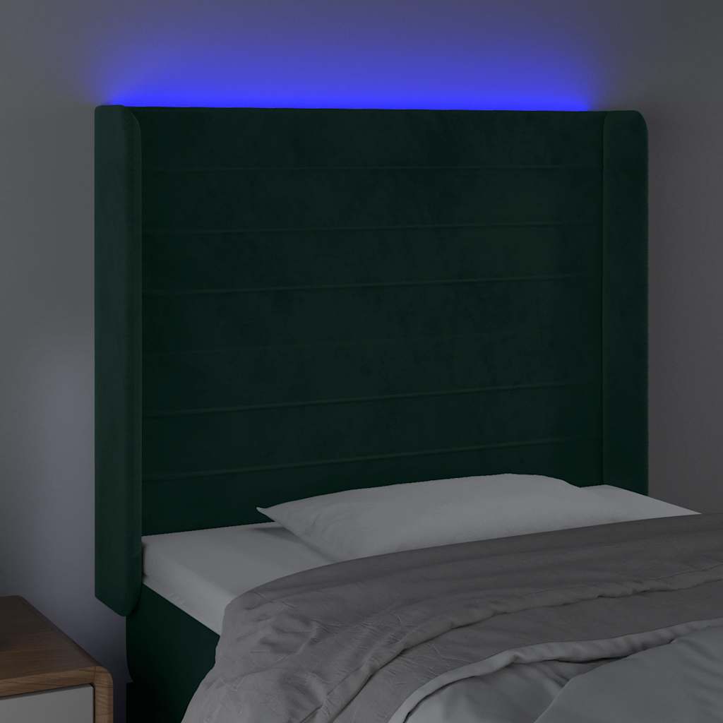Hoofdbord LED 83x16x118/128 cm fluweel donkergroen is nu te koop bij PeponiXL, paradijselijk wonen!