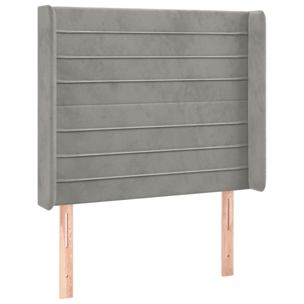 Hoofdbord LED 93x16x118/128 cm fluweel lichtgrijs is nu te koop bij PeponiXL, paradijselijk wonen!