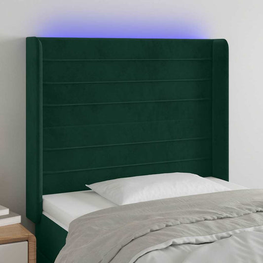 Hoofdbord LED 103x16x118/128 cm fluweel donkergroen is nu te koop bij PeponiXL, paradijselijk wonen!