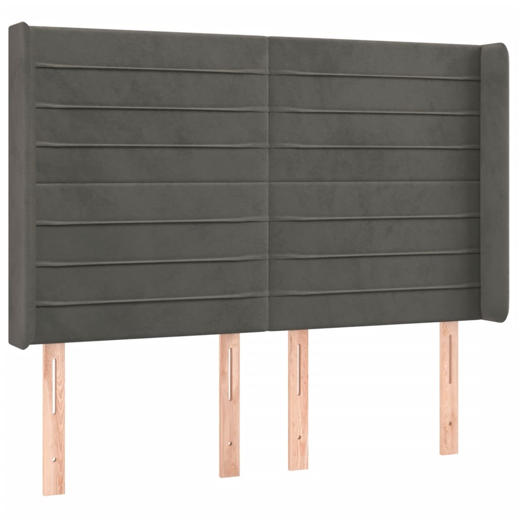 Hoofdbord LED 147x16x118/128 cm fluweel donkergrijs is nu te koop bij PeponiXL, paradijselijk wonen!