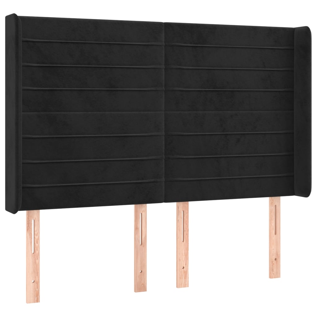Hoofdbord LED 147x16x118/128 cm fluweel zwart is nu te koop bij PeponiXL, paradijselijk wonen!