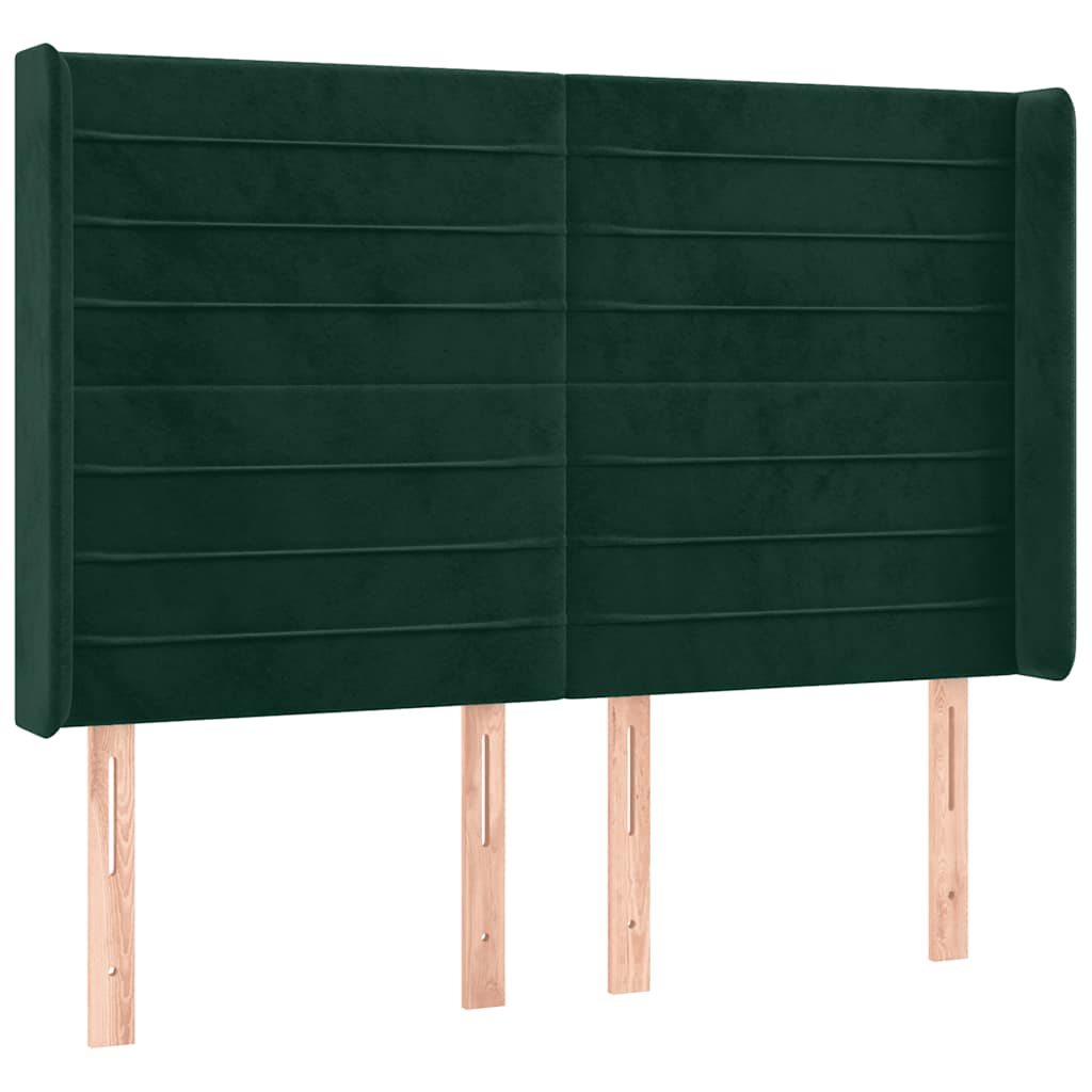 Hoofdbord LED 147x16x118/128 cm fluweel donkergroen is nu te koop bij PeponiXL, paradijselijk wonen!