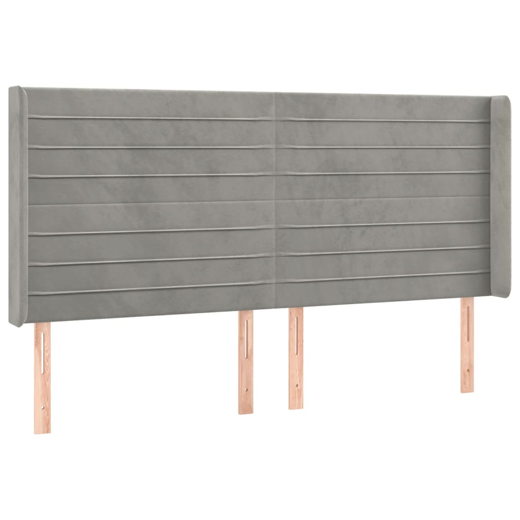 Hoofdbord LED 163x16x118/128 cm fluweel lichtgrijs is nu te koop bij PeponiXL, paradijselijk wonen!