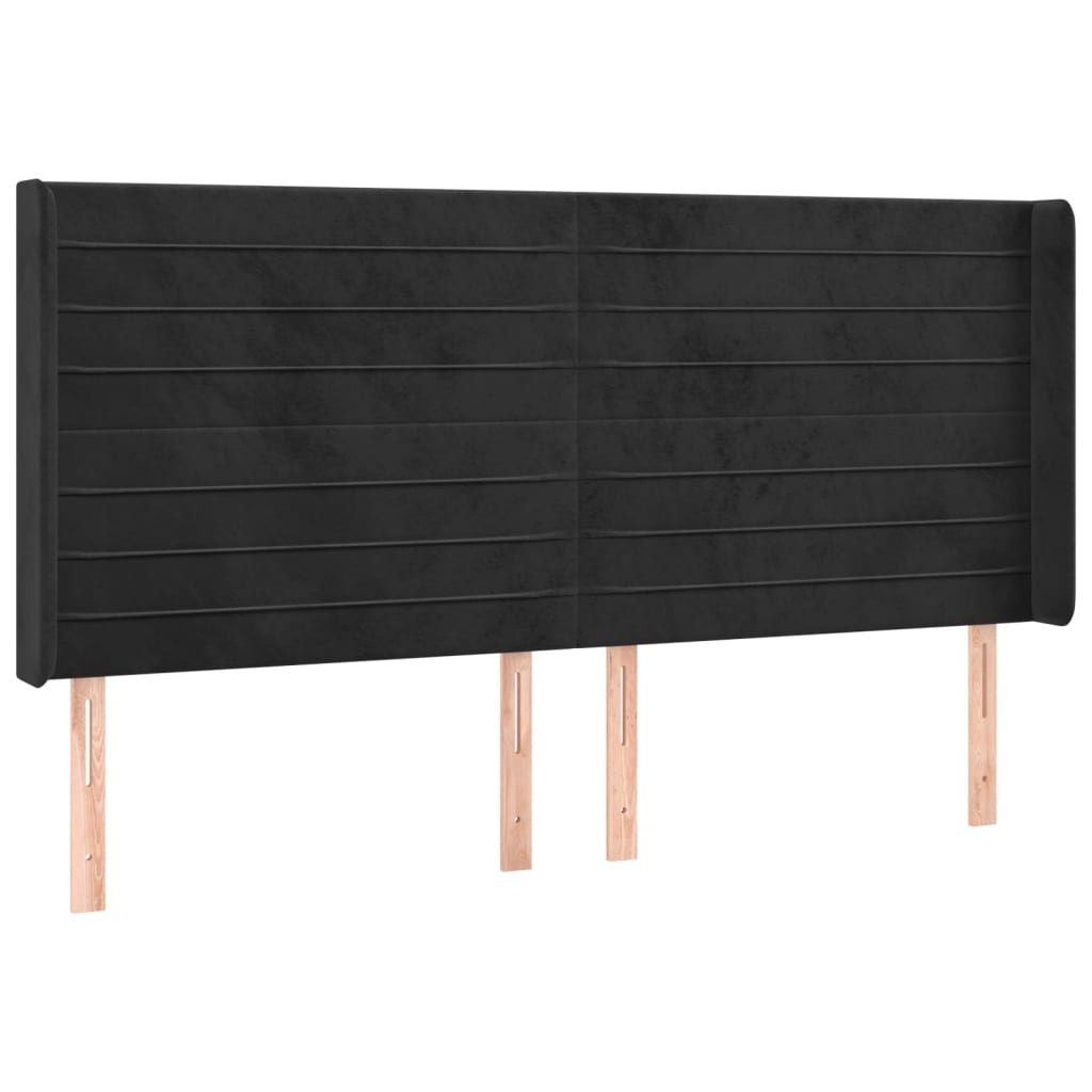 Hoofdbord LED 163x16x118/128 cm fluweel zwart is nu te koop bij PeponiXL, paradijselijk wonen!