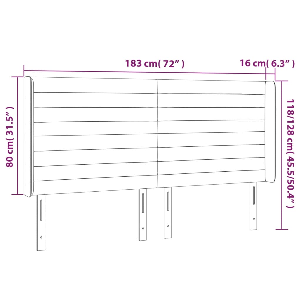 Hoofdbord LED 183x16x118/128 cm fluweel donkergrijs is nu te koop bij PeponiXL, paradijselijk wonen!