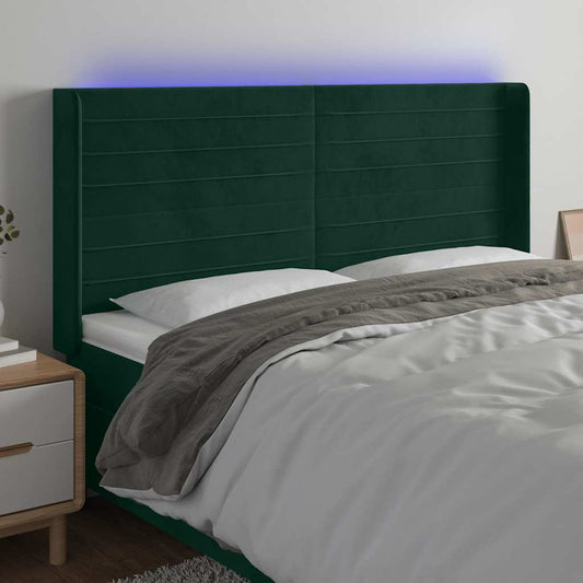 Hoofdbord LED 183x16x118/128 cm fluweel donkergroen is nu te koop bij PeponiXL, paradijselijk wonen!