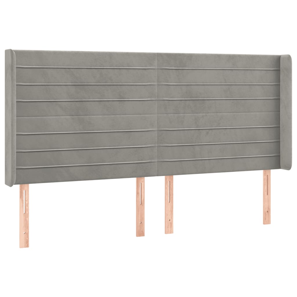 Hoofdbord LED 203x16x118/128 cm fluweel lichtgrijs is nu te koop bij PeponiXL, paradijselijk wonen!