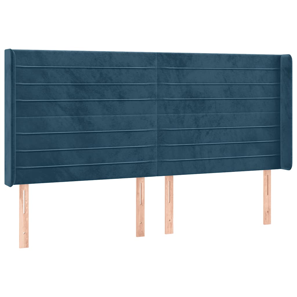 Hoofdbord LED 203x16x118/128 cm fluweel donkerblauw is nu te koop bij PeponiXL, paradijselijk wonen!