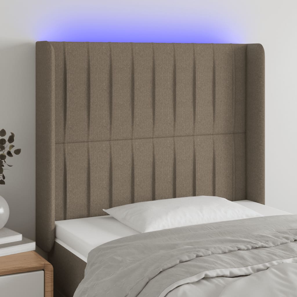 Hoofdbord LED 83x16x118/128 cm stof taupe is nu te koop bij PeponiXL, paradijselijk wonen!