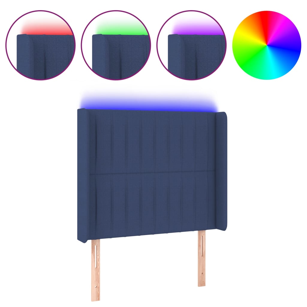 Hoofdbord LED 83x16x118/128 cm stof blauw is nu te koop bij PeponiXL, paradijselijk wonen!