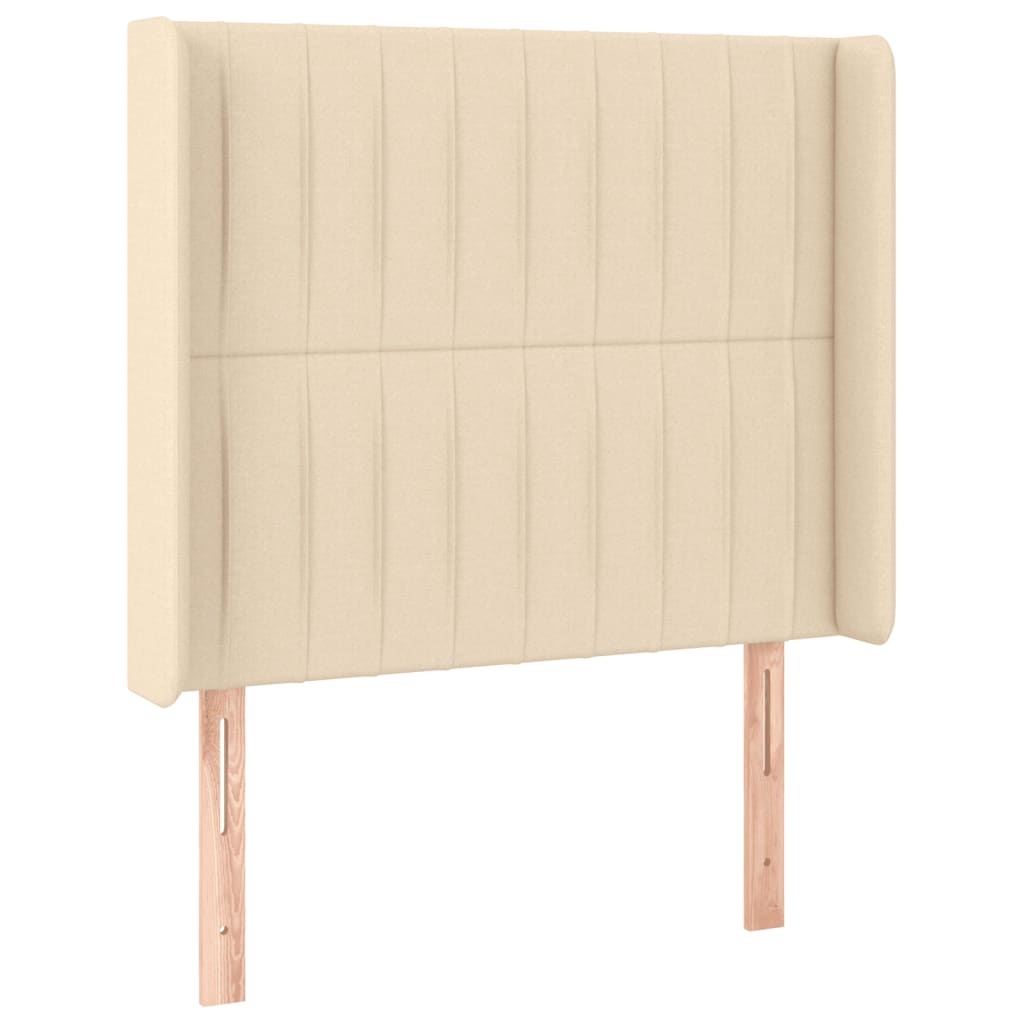 Hoofdbord LED 93x16x118/128 cm stof crèmekleurig is nu te koop bij PeponiXL, paradijselijk wonen!