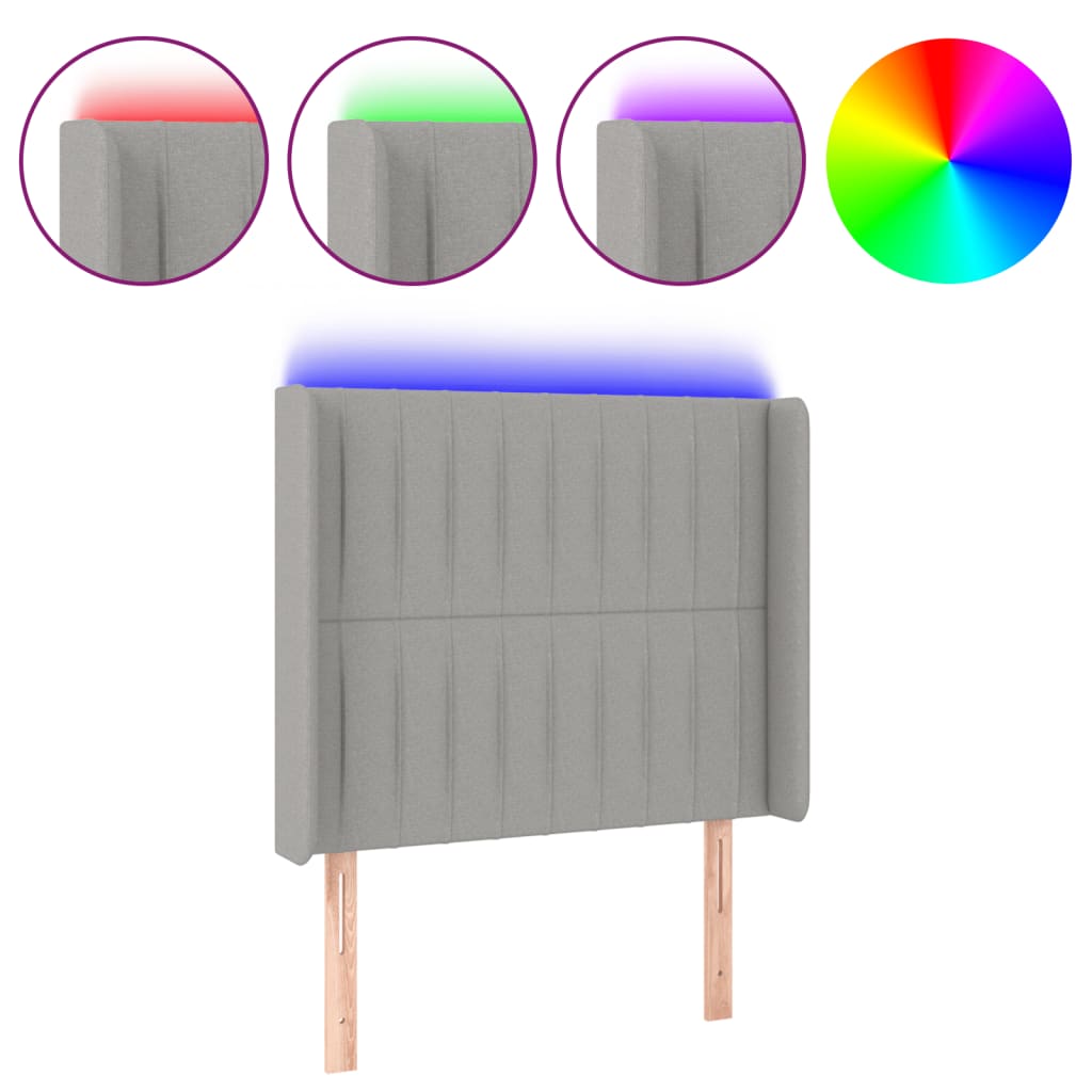Hoofdbord LED 103x16x118/128 cm stof lichtgrijs is nu te koop bij PeponiXL, paradijselijk wonen!