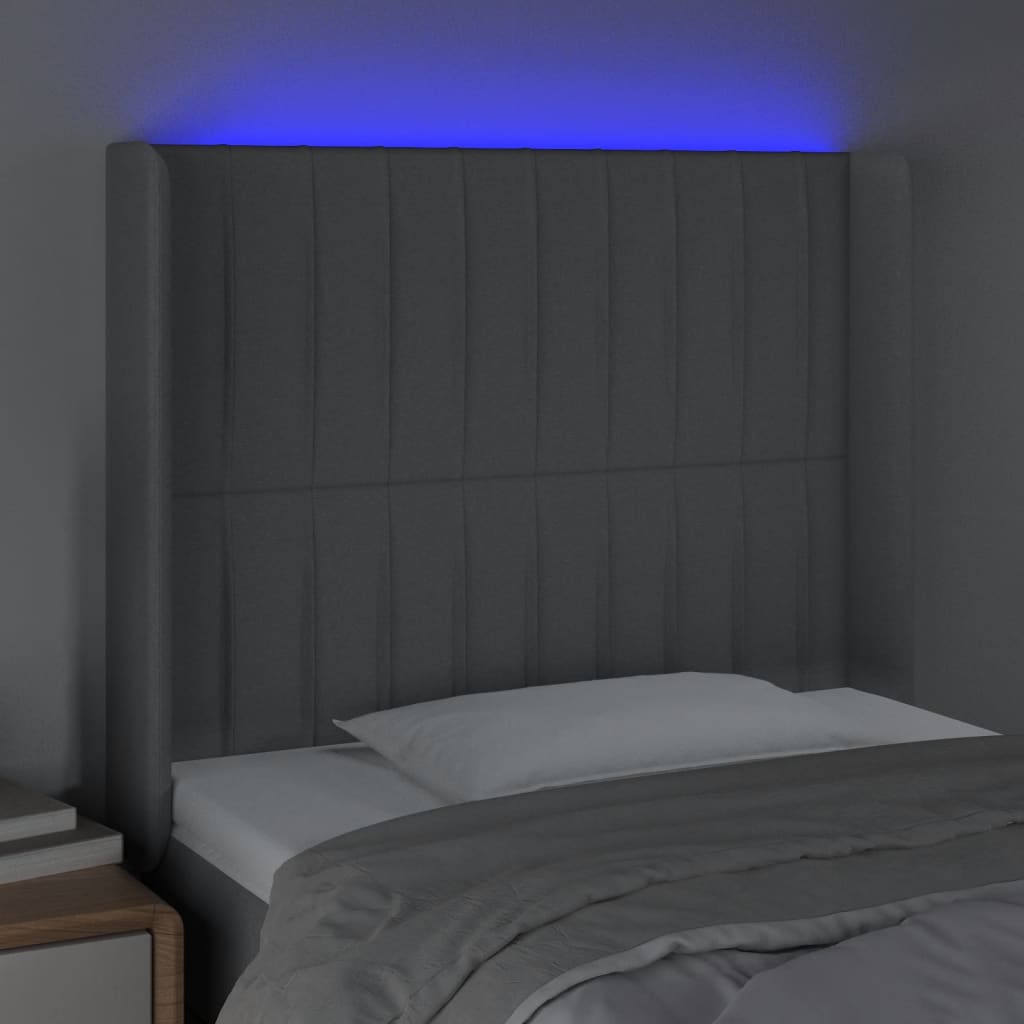 Hoofdbord LED 103x16x118/128 cm stof lichtgrijs is nu te koop bij PeponiXL, paradijselijk wonen!