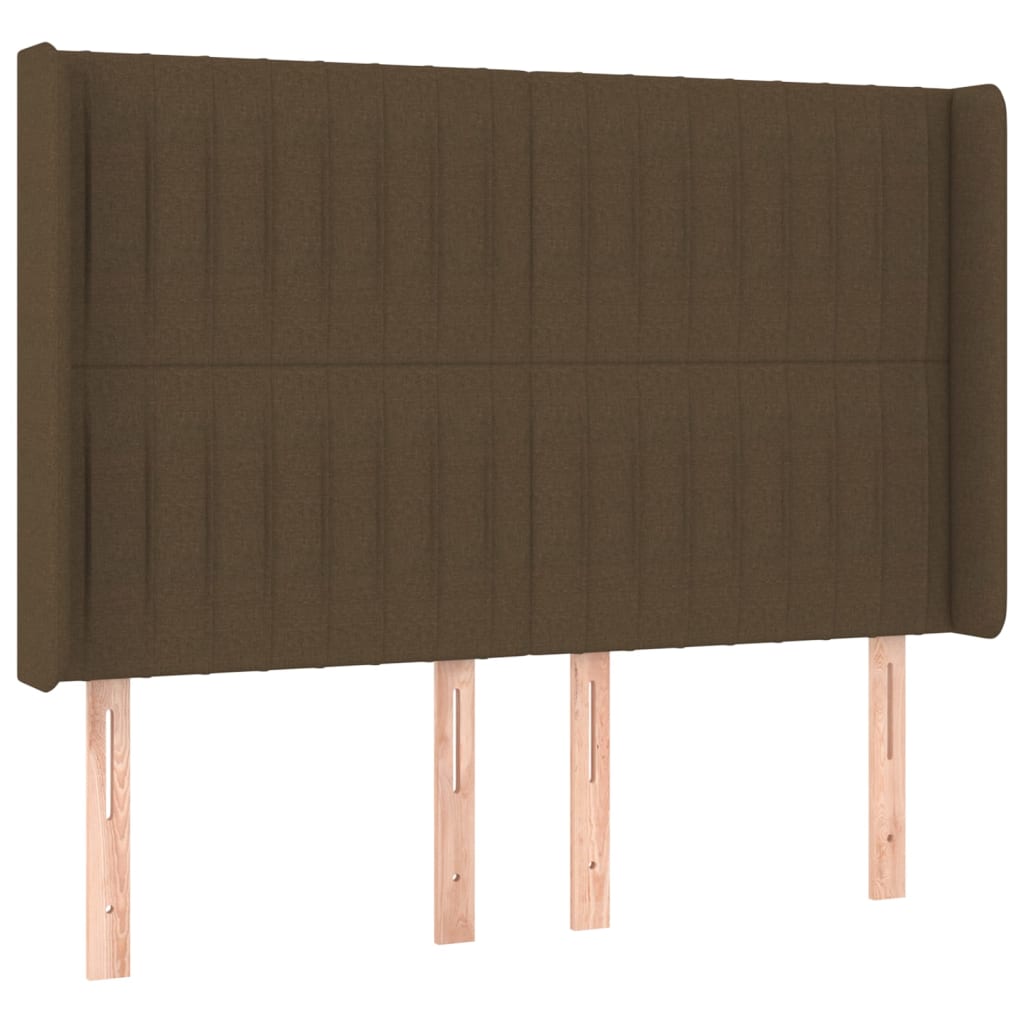 Hoofdbord LED 147x16x118/128 cm stof donkerbruin is nu te koop bij PeponiXL, paradijselijk wonen!