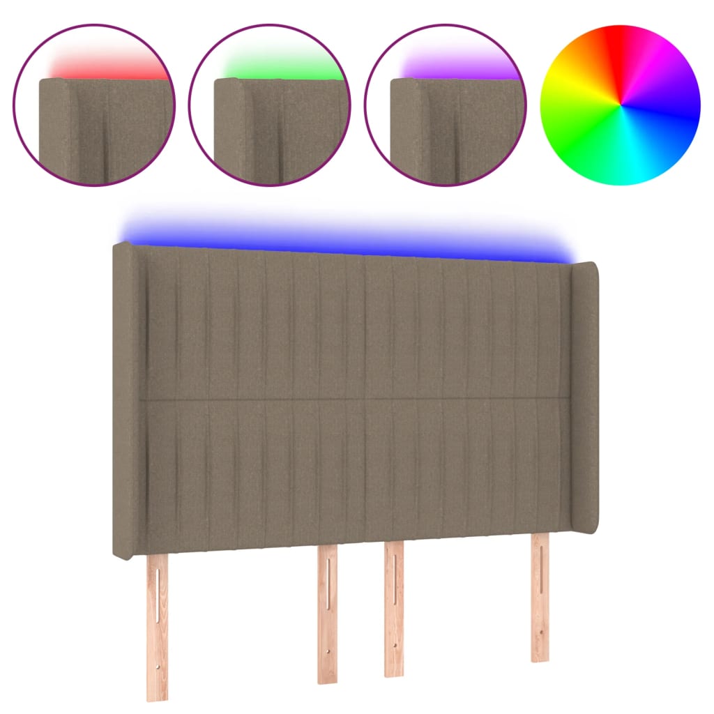 Hoofdbord LED 147x16x118/128 cm stof taupe is nu te koop bij PeponiXL, paradijselijk wonen!